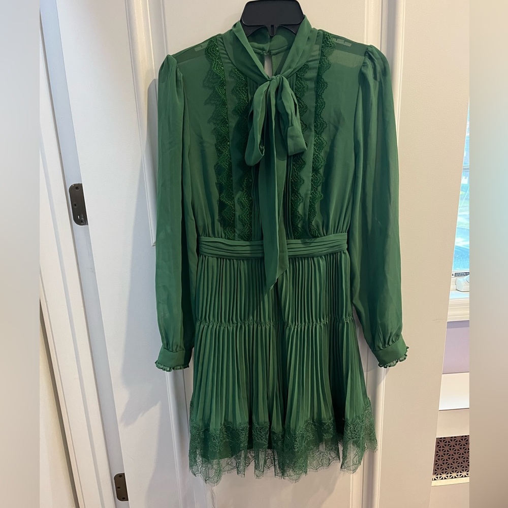 Self portrait green mini dress